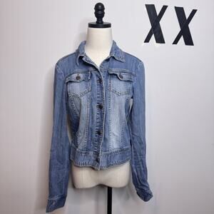 Vintage Y2K The Limited Medium Wash Trucker Jean Jacket Cropped Fitted M
